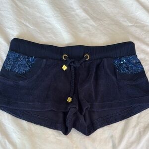 Beach Bunny Blue Terry Shorts with Sequin Accents